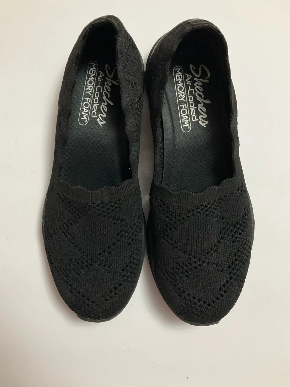 Skechers Women's Black Slip-On Knit Memory Foam Flats